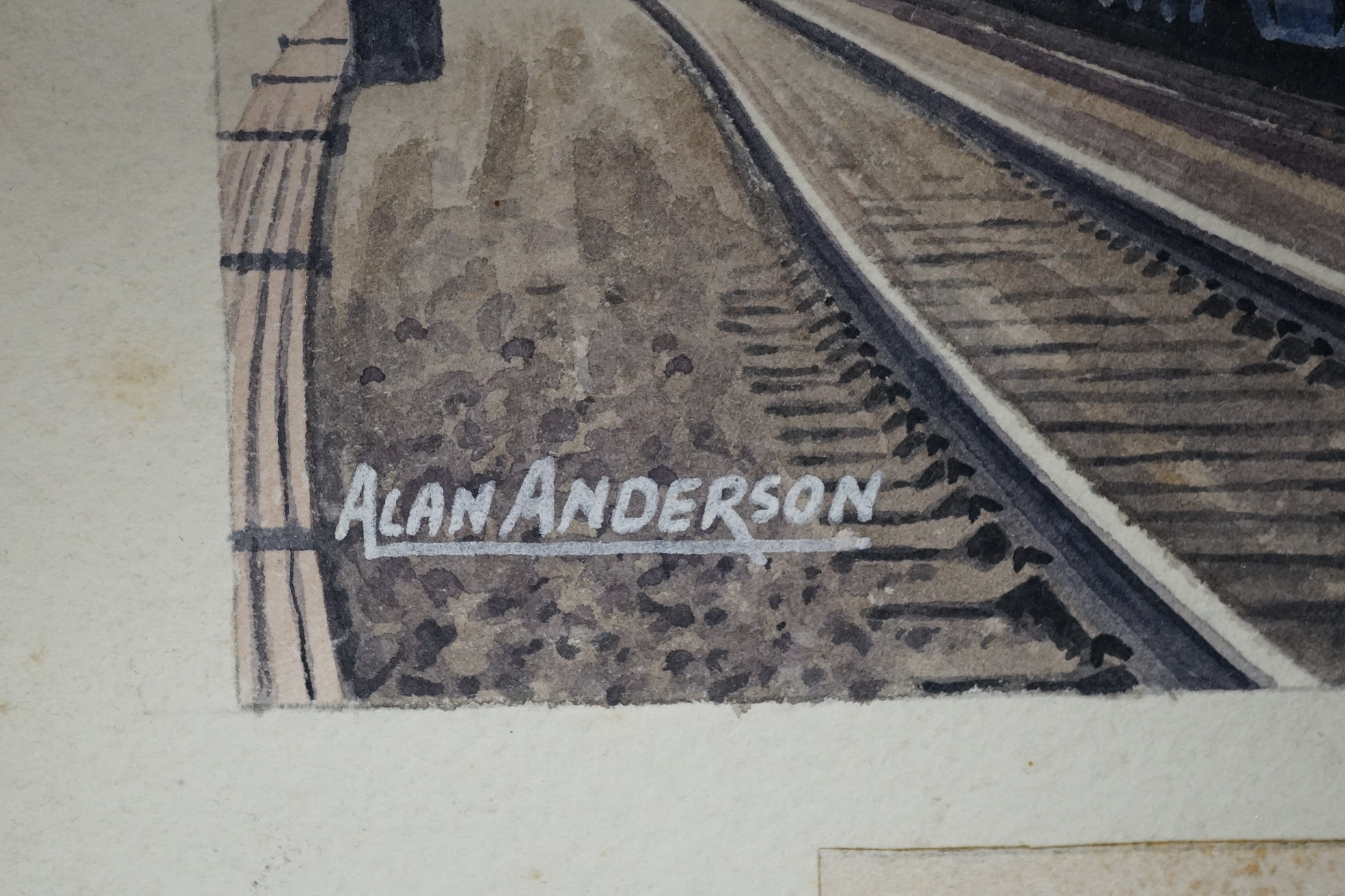 Alan Anderson, set of four original watercolours for postcard designs, vintage steam trains, to include British Rail Britannia Class No 70008 Black Prince, Coronation Class No 46259, City of Salford and Merchant Navy Cla